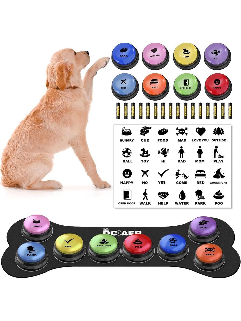 Dog Buttons for Communication,Talking Buttons for Dogs,8 Recordable Sound Button